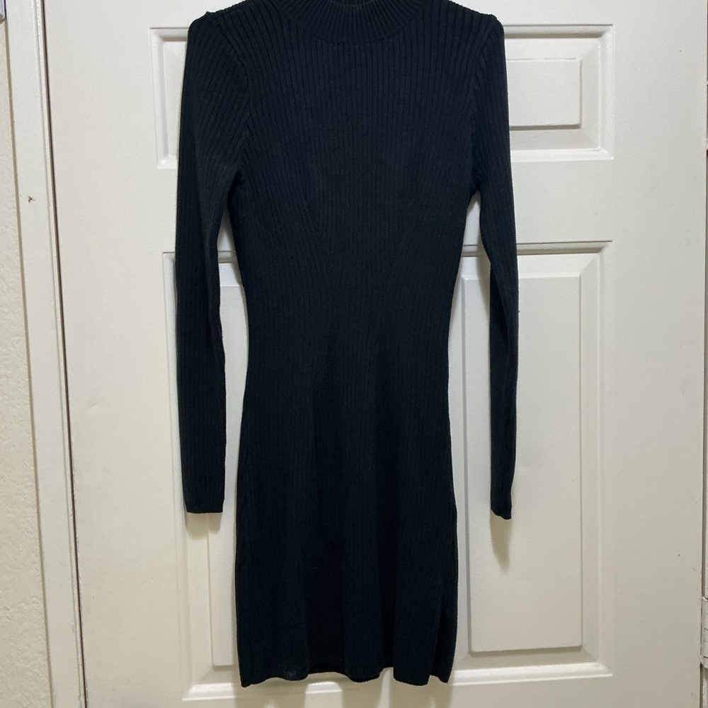 Chic Black Long Sleeve Knit Dress